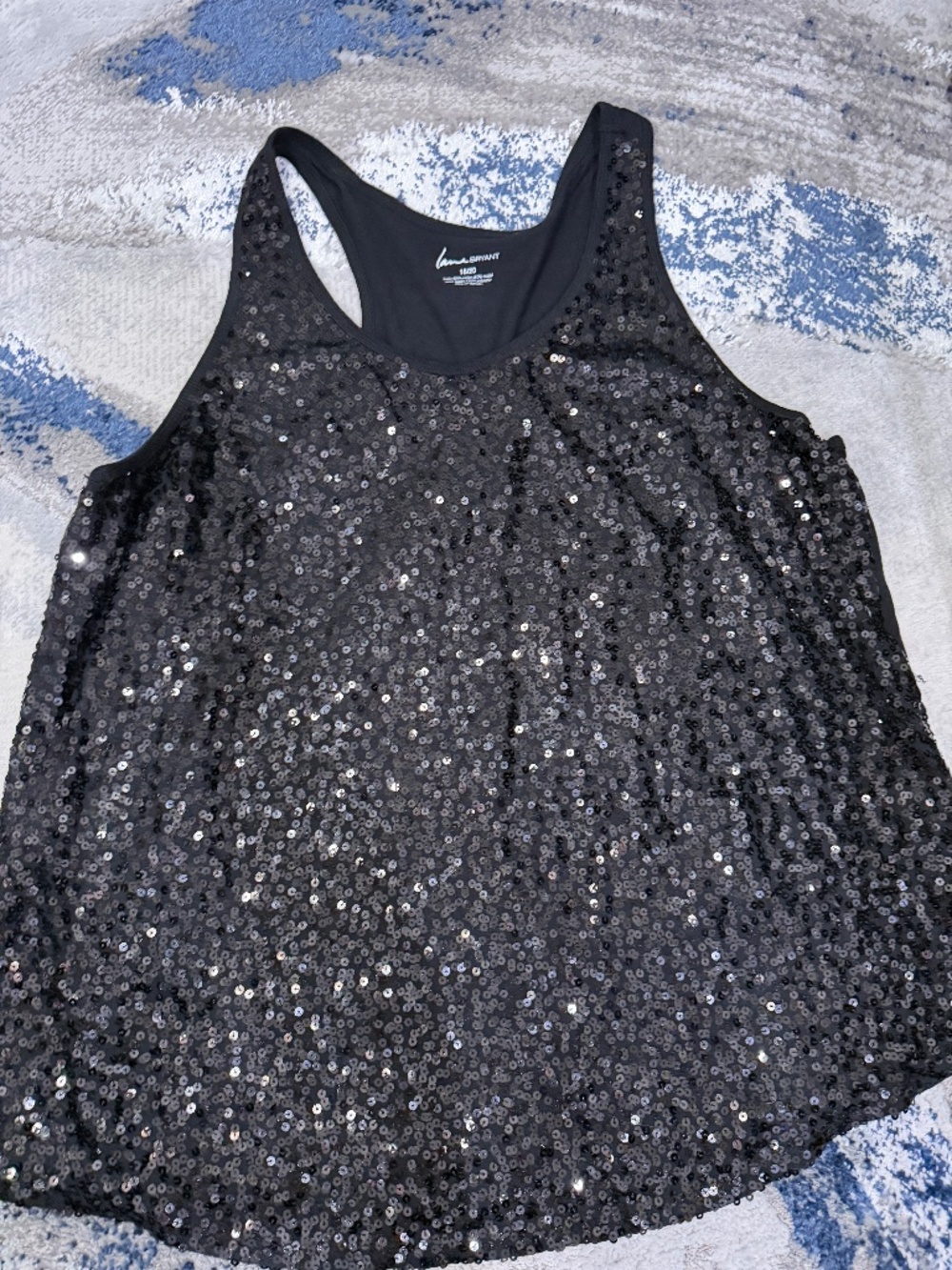 Lane Bryant Black Sequin Racerback Tank Top Plus Size 18/20